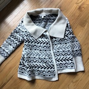 Heavy Aztec print open wool sweater cardigan